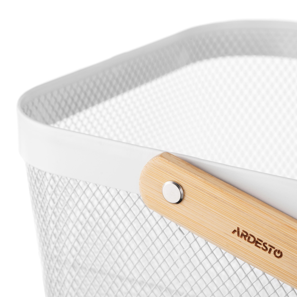 Фруктовниця Ardesto Midori з ручкою 25х24.5х18см, метал, дерево, білий (AR0901W) - зображення 5