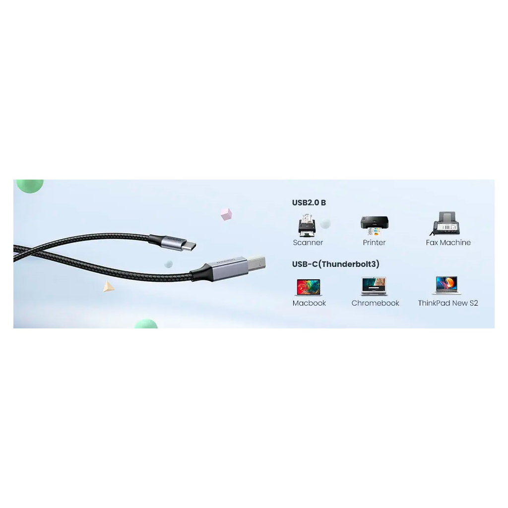 Кабель для принтера USB-C 2.0 to BM 1.0m black Ugreen (45034) - picture 10