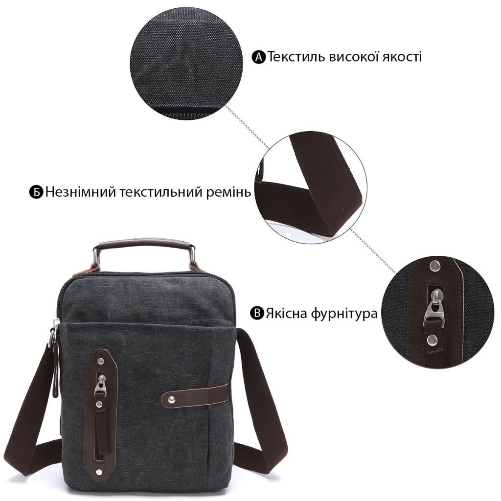 Сумка Vintage Текстильна Чорна (20079) - зображення 5