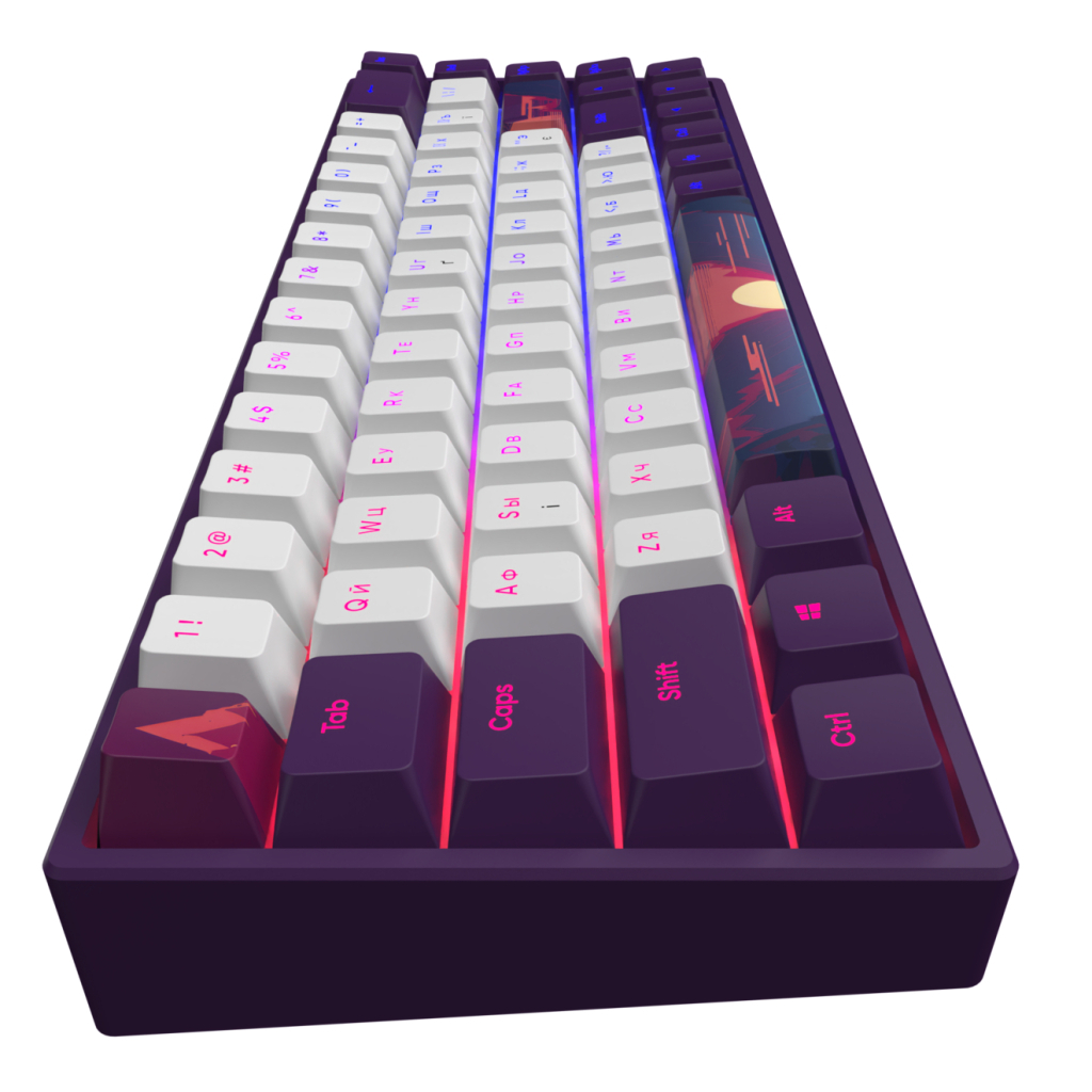 Клавіатура Dark Project Sunrise PBT RGB Mech G3MS Sapphire USB Violet/White (DPP68_GSH_SUNR_ANSI_UA) - зображення 5