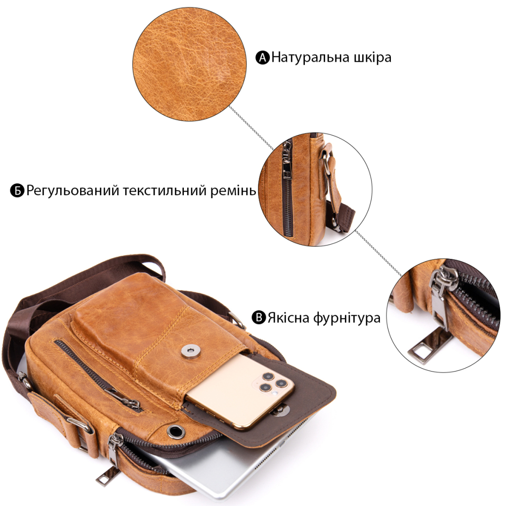 Сумка Vintage З отвором для навушників Руда (20416) - зображення 4