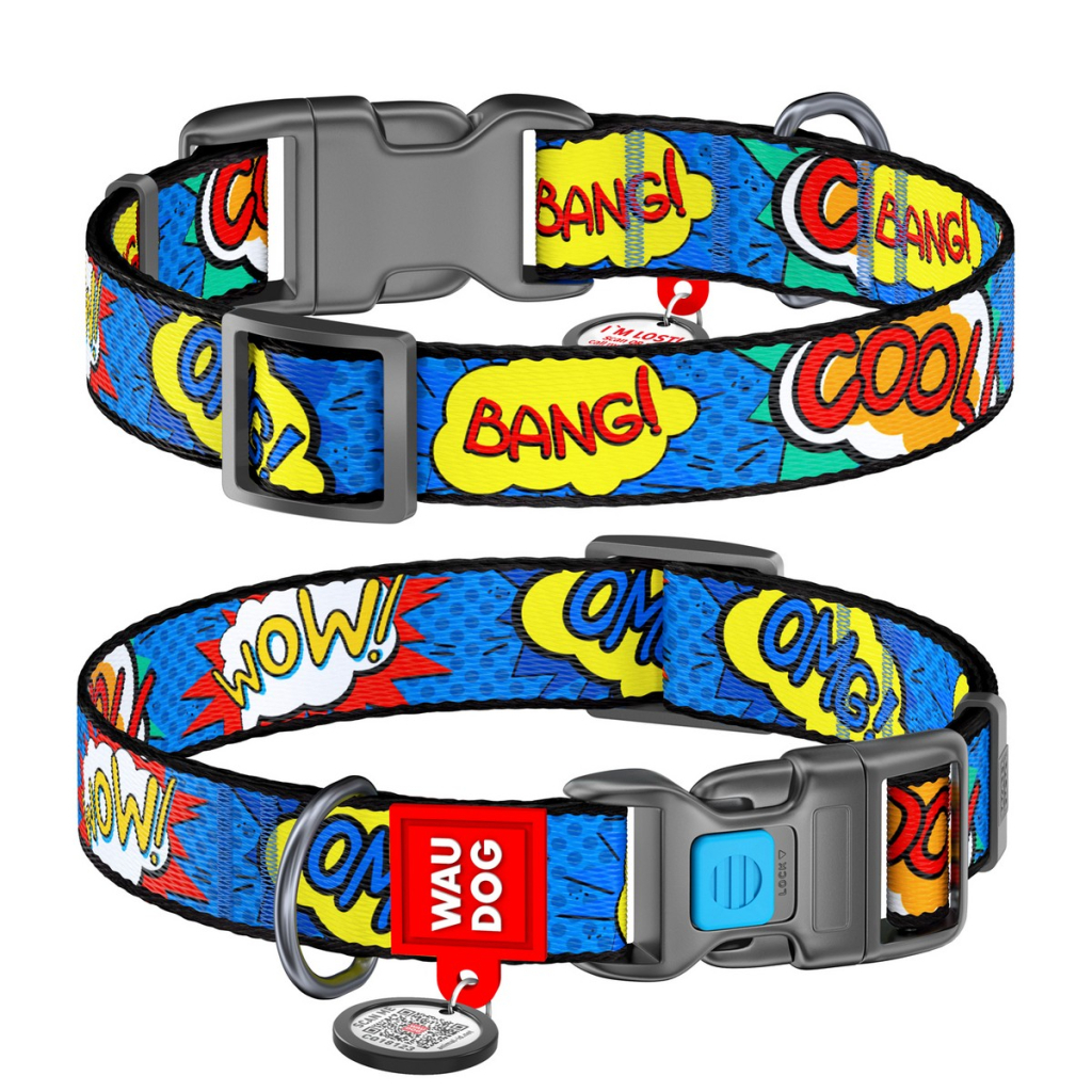Нашийник для тварин WAUDOG Nylon "ВАУ" пластиковий фастекс XXL (284-0087) - зображення 1