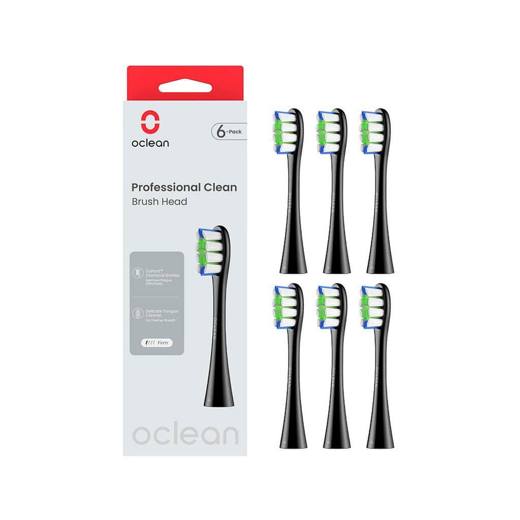 Насадка для зубної щітки Oclean P1C5 B06 Professional Clean Brush Head Black (6 шт) (6970810553864) - зображення 1