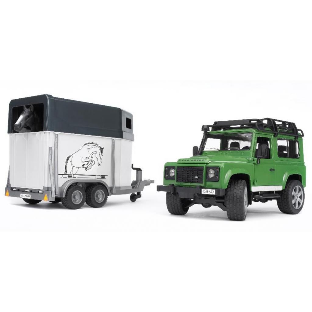Спецтехніка Bruder Land Rover Defender з причепом та конем (02592) - зображення 2