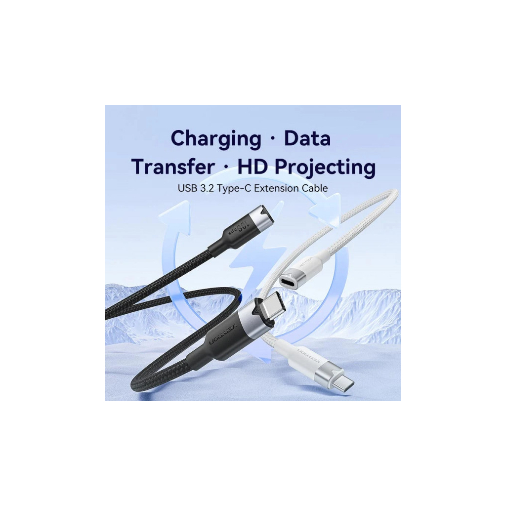 Дата кабель USB-C M/F 1.0m 100W 10Gbps 4K60Hz VENTION (TRFBF) - picture 4