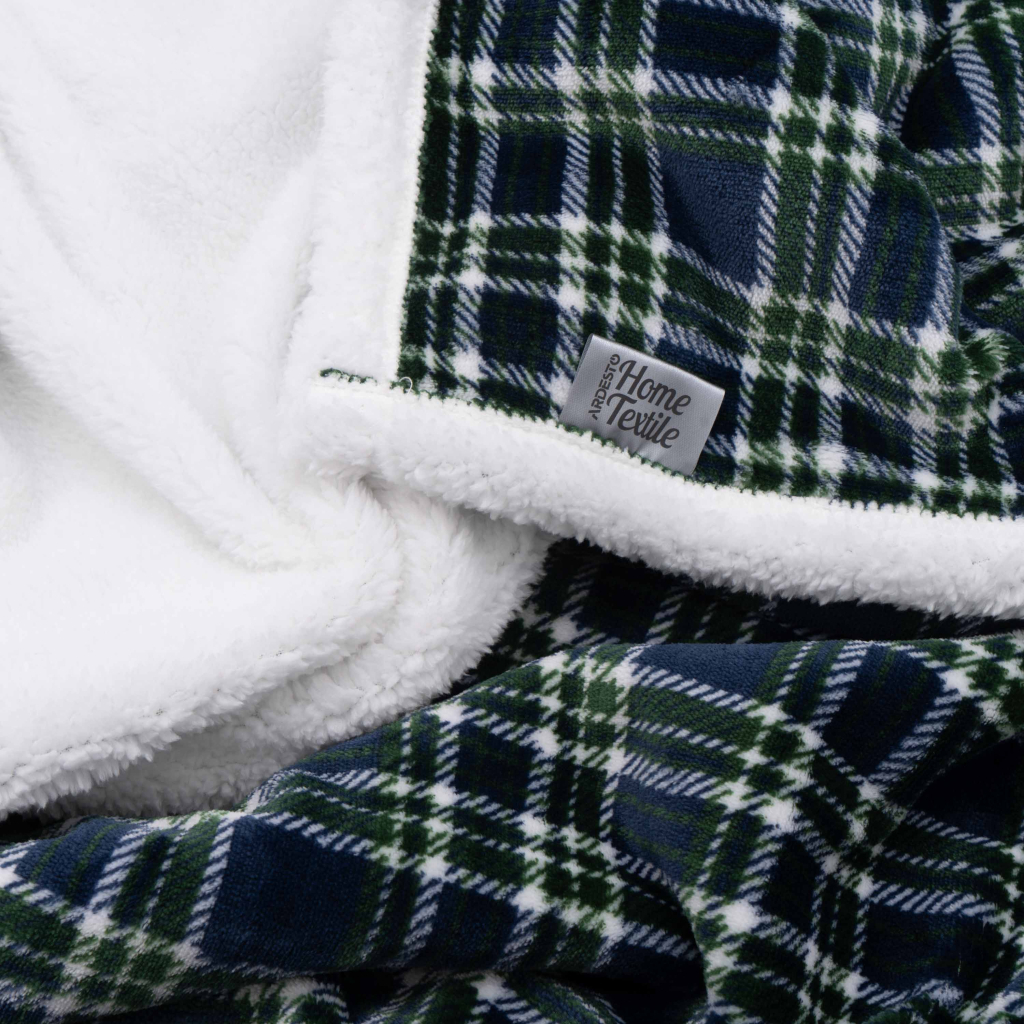 Плед Ardesto Sherpa 160х200см, 100% поліестер, клітинка, зелений (ART0202SH) - зображення 5