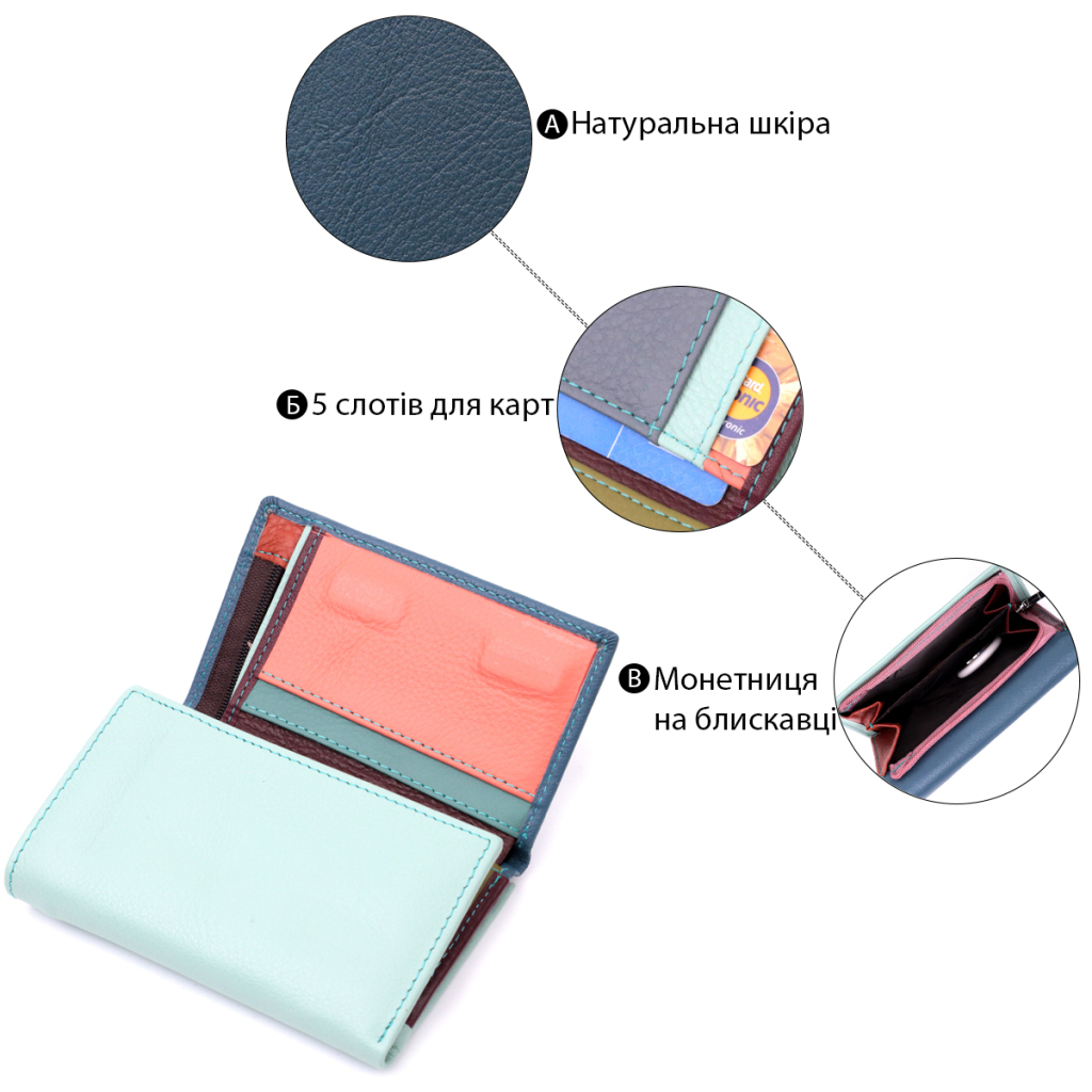 Гаманець ST Leather З натуральної шкіри Різнокольоровий (19459) - зображення 4