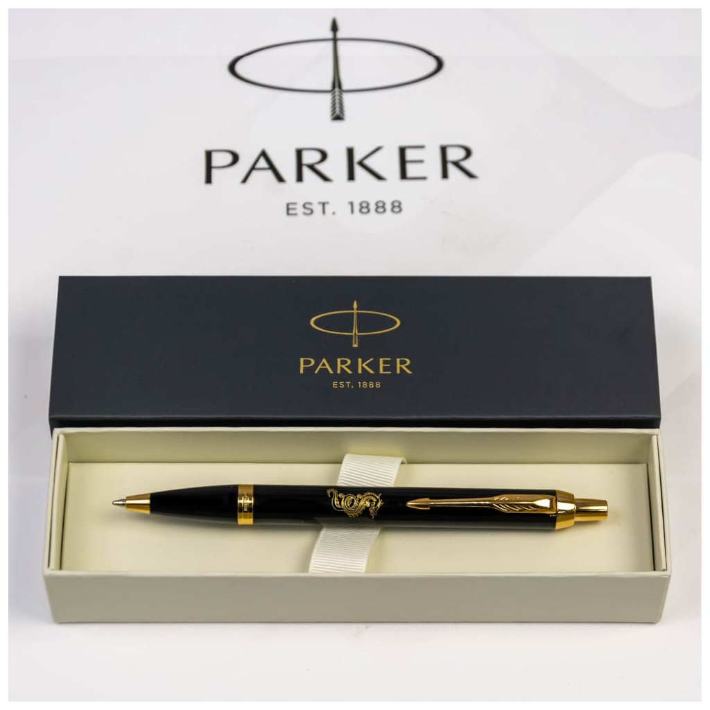 Ручка кулькова Parker IM 17 ZODIAC Black GT BP Дерев'яний Дракон (22032_Z302y) - изображение 7