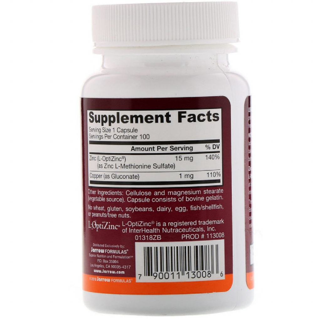 Мінерали Jarrow Formulas Баланс цинку, 100 капсул (JRW-13008) - зображення 2