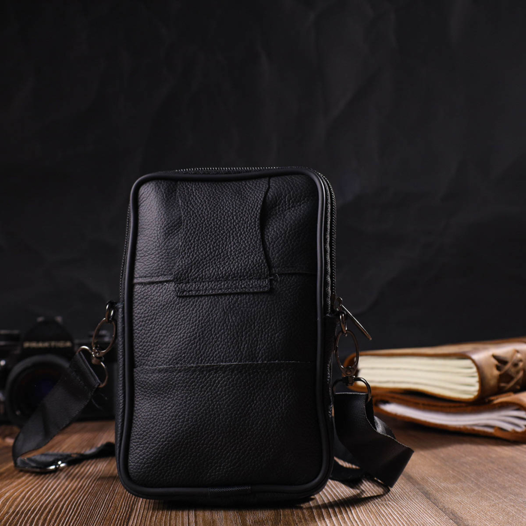 Сумка Vintage На пояс з натуральної шкіри Чорна (21481) - зображення 6