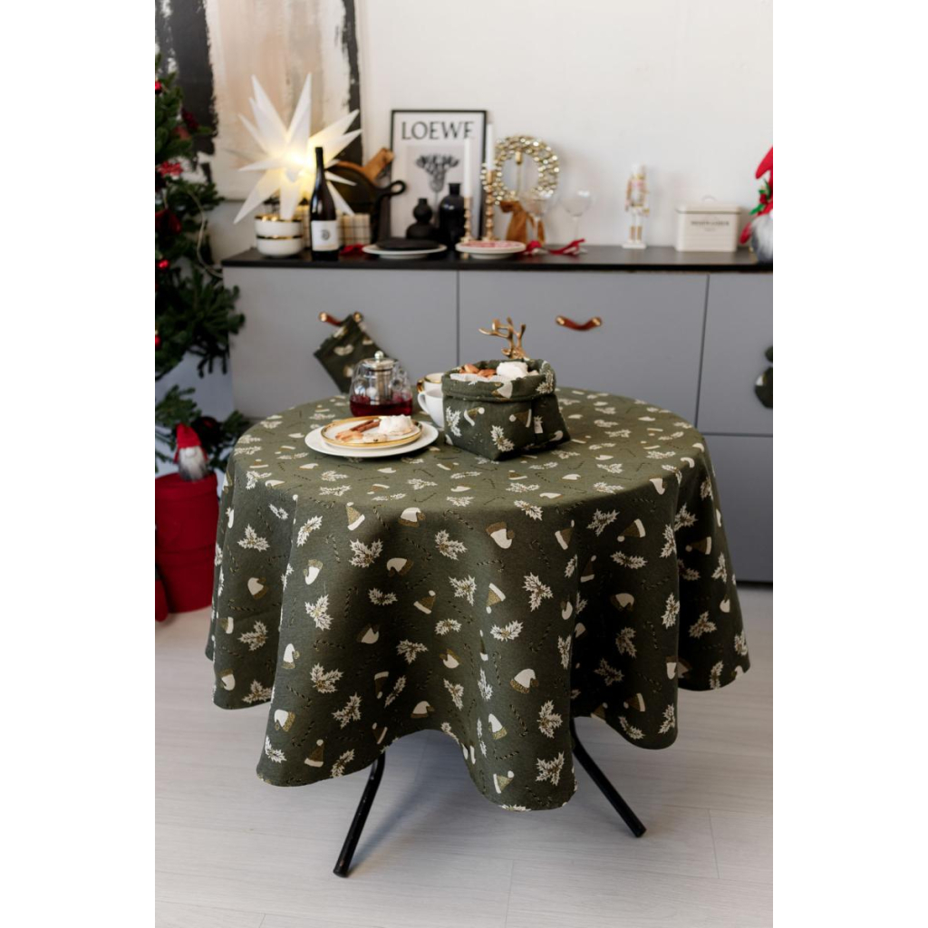 Скатертина Прованс Шапочки на зеленому Dх136 см (036866) - зображення 2