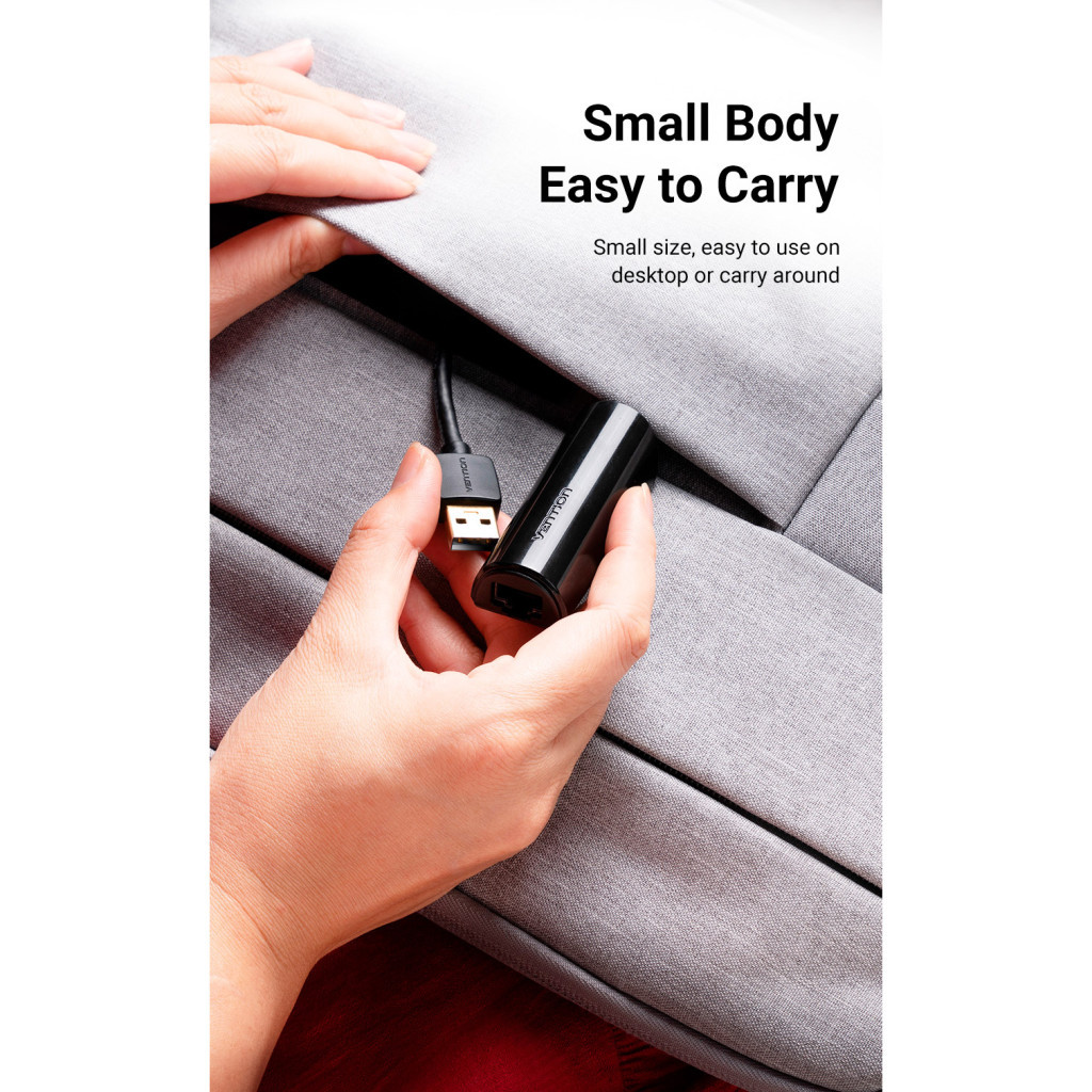 Перехідник USB 2.0 AM to RJ45 Ethernet 100Mbps Vention (CEGBB) - зображення 11