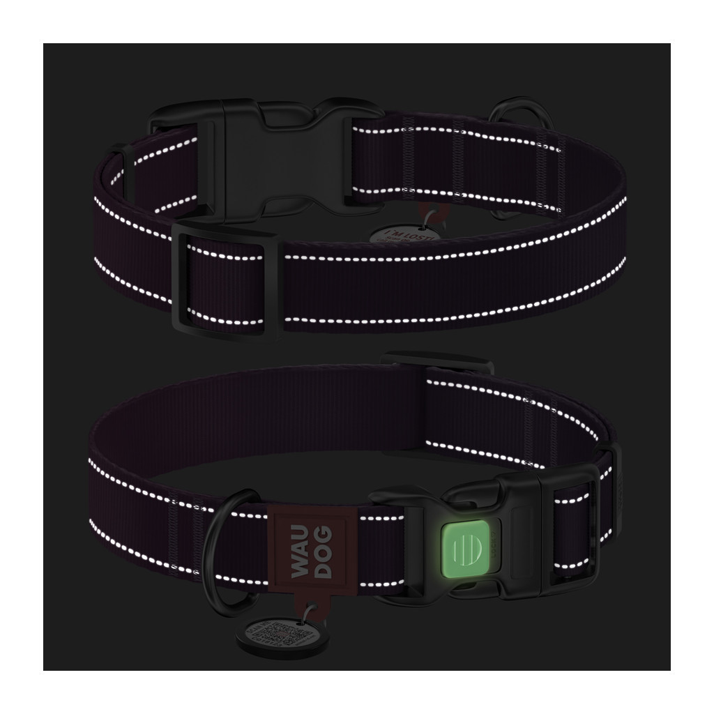 Нашийник для тварин WAUDOG Nylon Mono з QR паспортом, пластиковий фастекс L фіолетовий (52159) - зображення 5