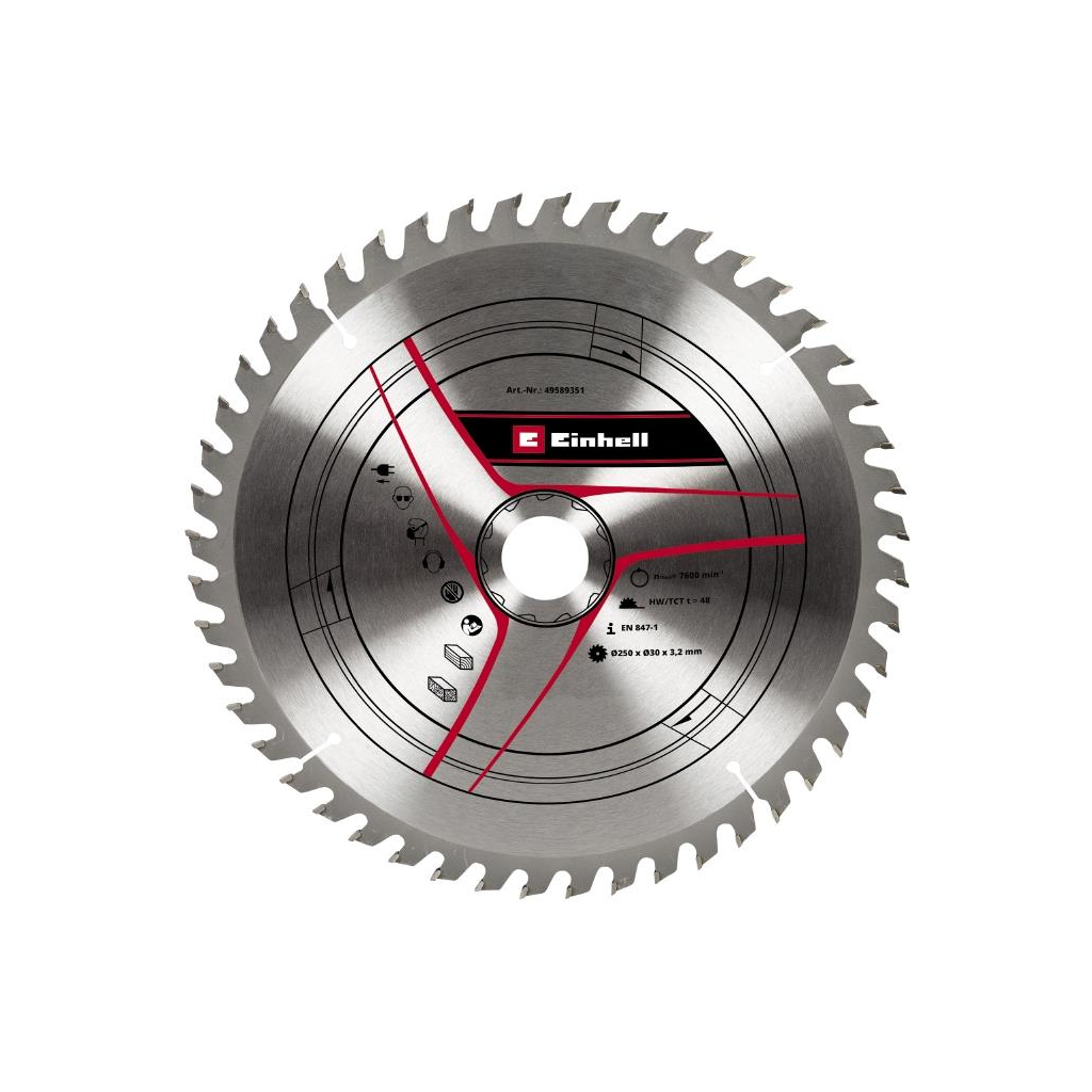 Диск пильний Einhell TCT KWB, 250х30 мм, 48 зуб. (589351) - зображення 1