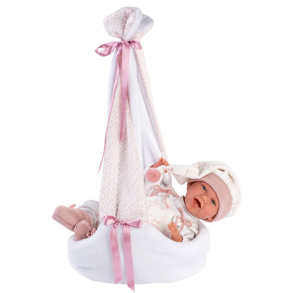 Пупс Llorens Mimi sonrisas capazo ciguena rosa, 42 см (74006) - зображення 5
