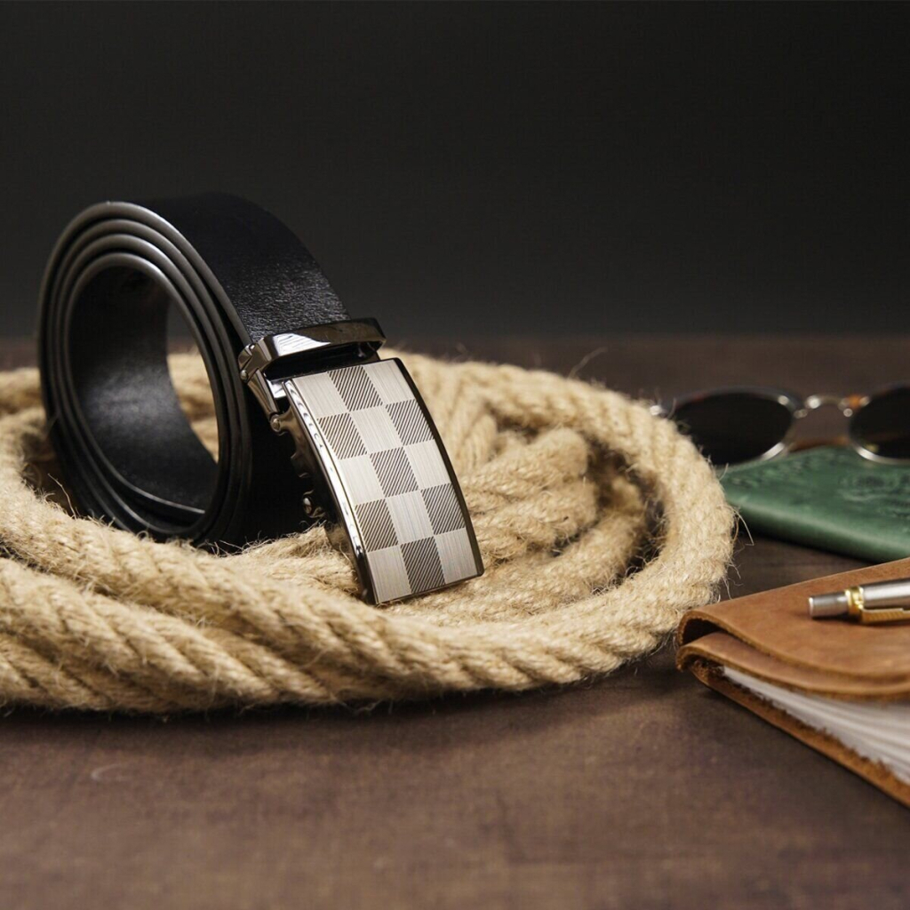 Ремінь Vintage З автоматичною пряжкою шахівниця Чорний (20266) - зображення 7