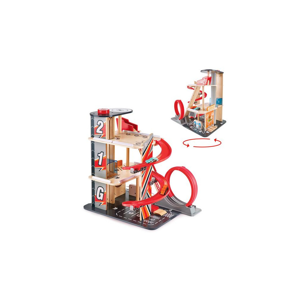 Автотрек Hape з паркінгом, ліфтом і вертолітним майданчиком (E3019A) - изображение 2