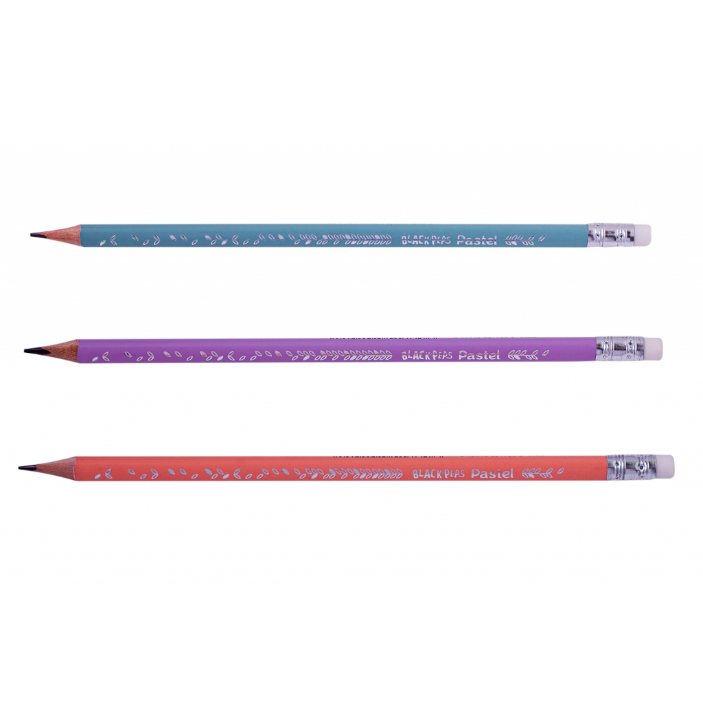 Олівець графітний Maped BLACK PEPS, HB, з ластиком, PASTEL (MP.851730) - изображение 1