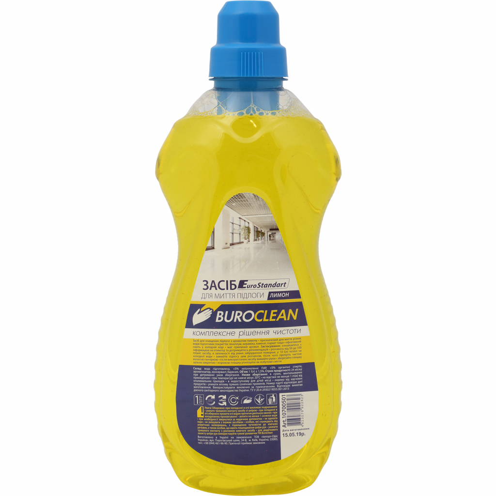 Засіб для миття підлоги Buroclean EuroStandart лимон 1 л (4823078922823) - зображення 1