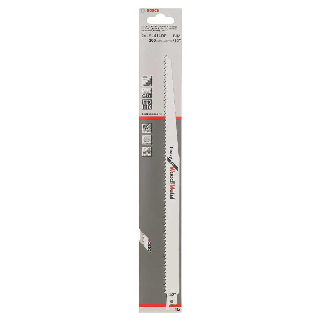 Полотно Bosch по дереву та металу, S 1411 DF, 6TPI, 2шт (2.608.654.834) - изображение 1