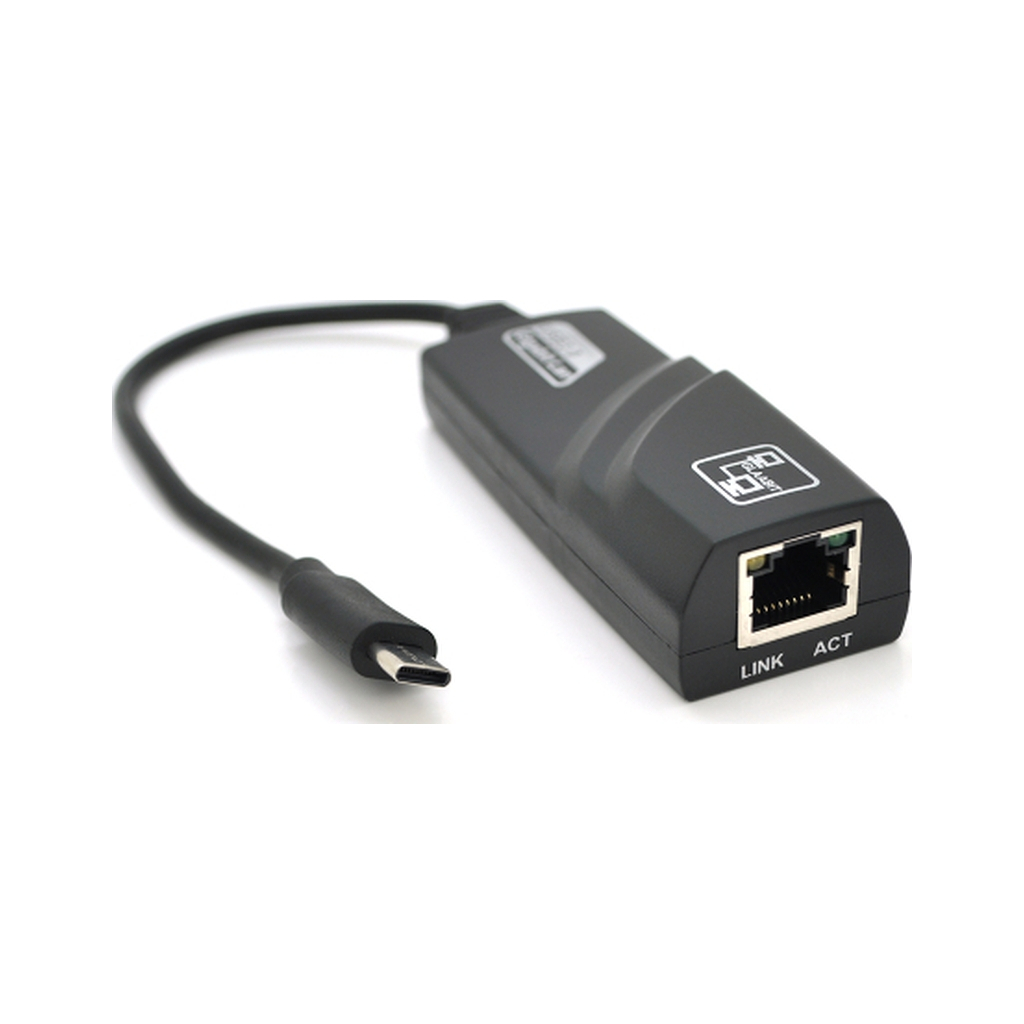 Перехідник USB-C to RJ45 1000Mbps black Voltronic (Type-C- Rj-45.G/25849) - зображення 1