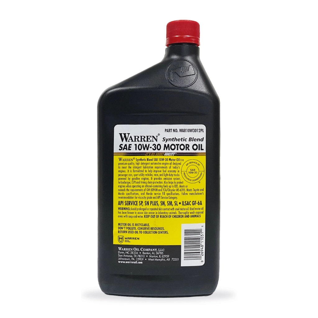Моторна олива Warren Synthetic blend 10W-30, 0,946л - зображення 2