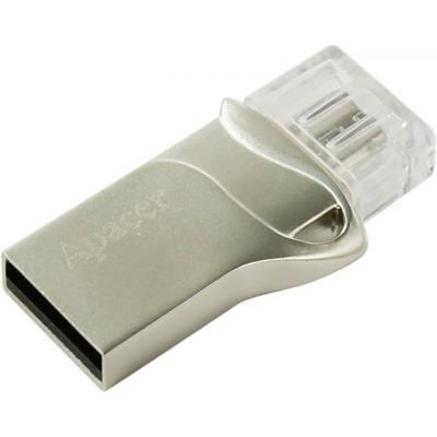 USB флеш накопичувач Apacer 32GB AH173 Silver USB 2.0 OTG (AP32GAH173S-1) - зображення 5