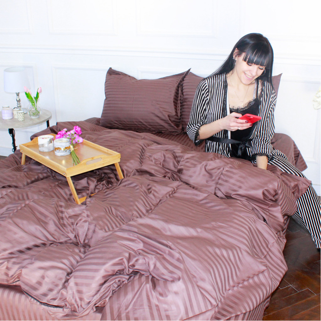 Постільна білизна MirSon Satin 30-0006DarkBrown 160х220 Сімейний (2200005249499) - зображення 6