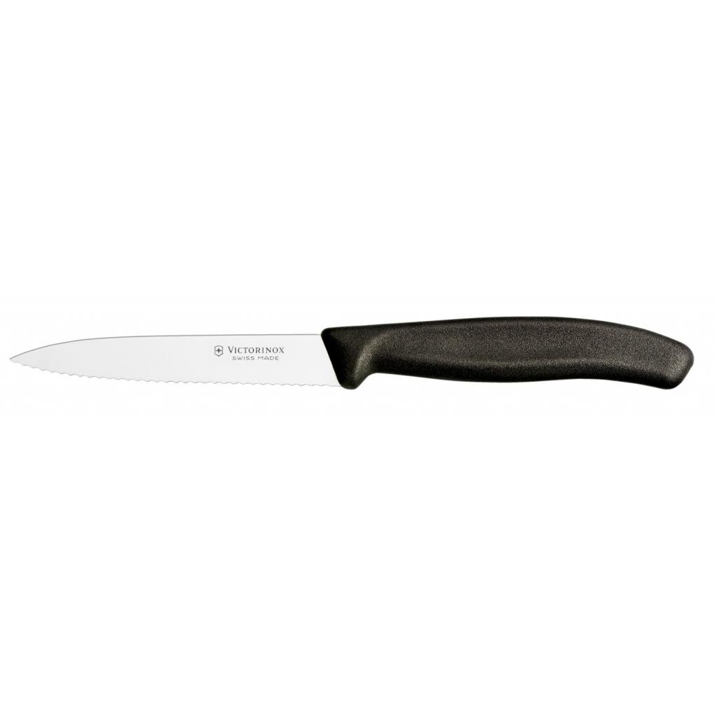 Кухонний ніж Victorinox SwissClassic для нарізки 10 см, хвилясте лезо, чорний (6.7733) - зображення 1