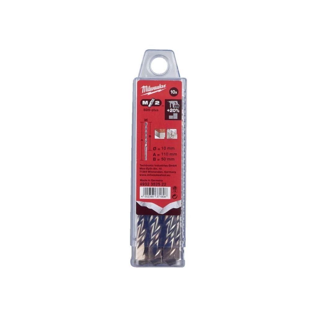 Бур Milwaukee SDS-PLUS M2, 10,0х110х50мм, 10шт (4932352522) - зображення 2