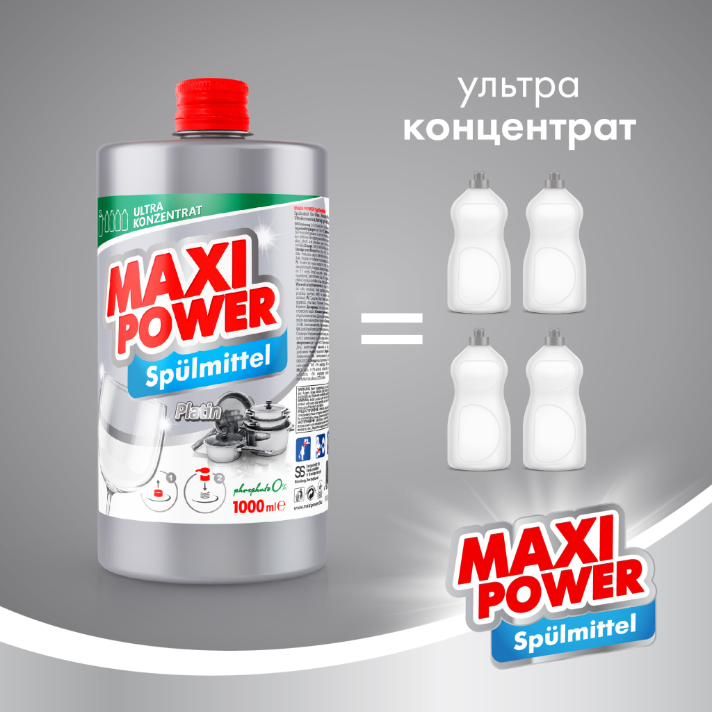 Засіб для ручного миття посуду Maxi Power Платинум запаска 1000 мл (4823098408475) - зображення 3