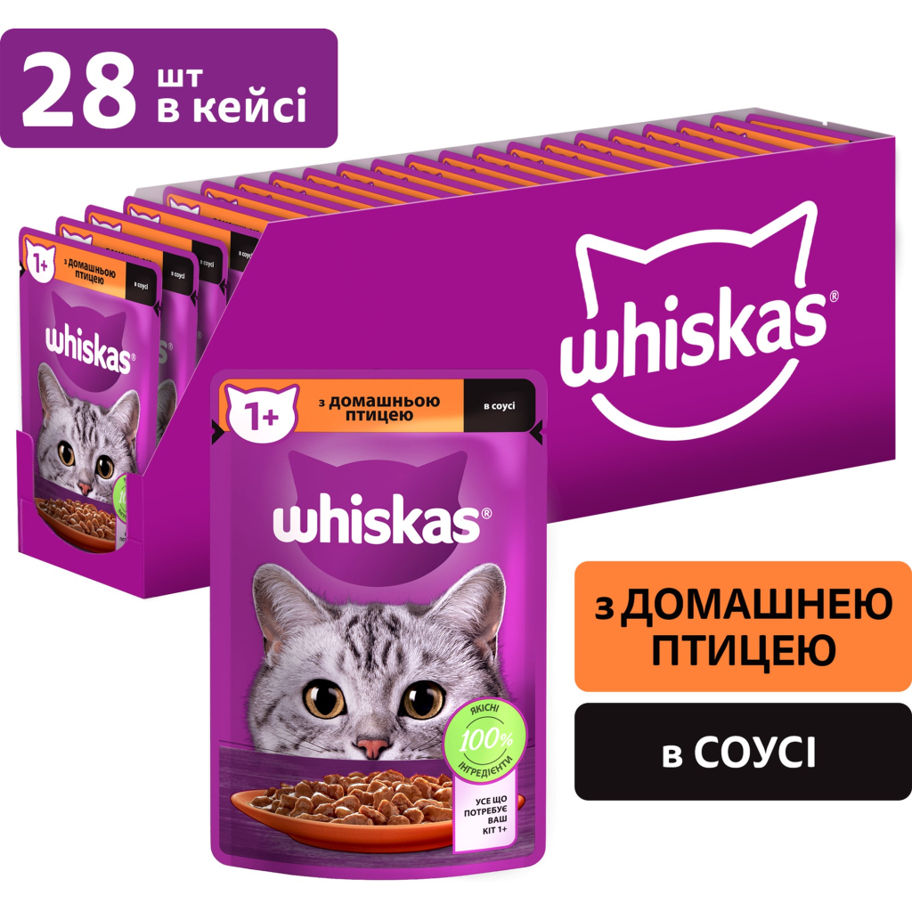 Вологий корм для кішок Whiskas Домашній птах у соусі 85 г (5900951302015) - зображення 2