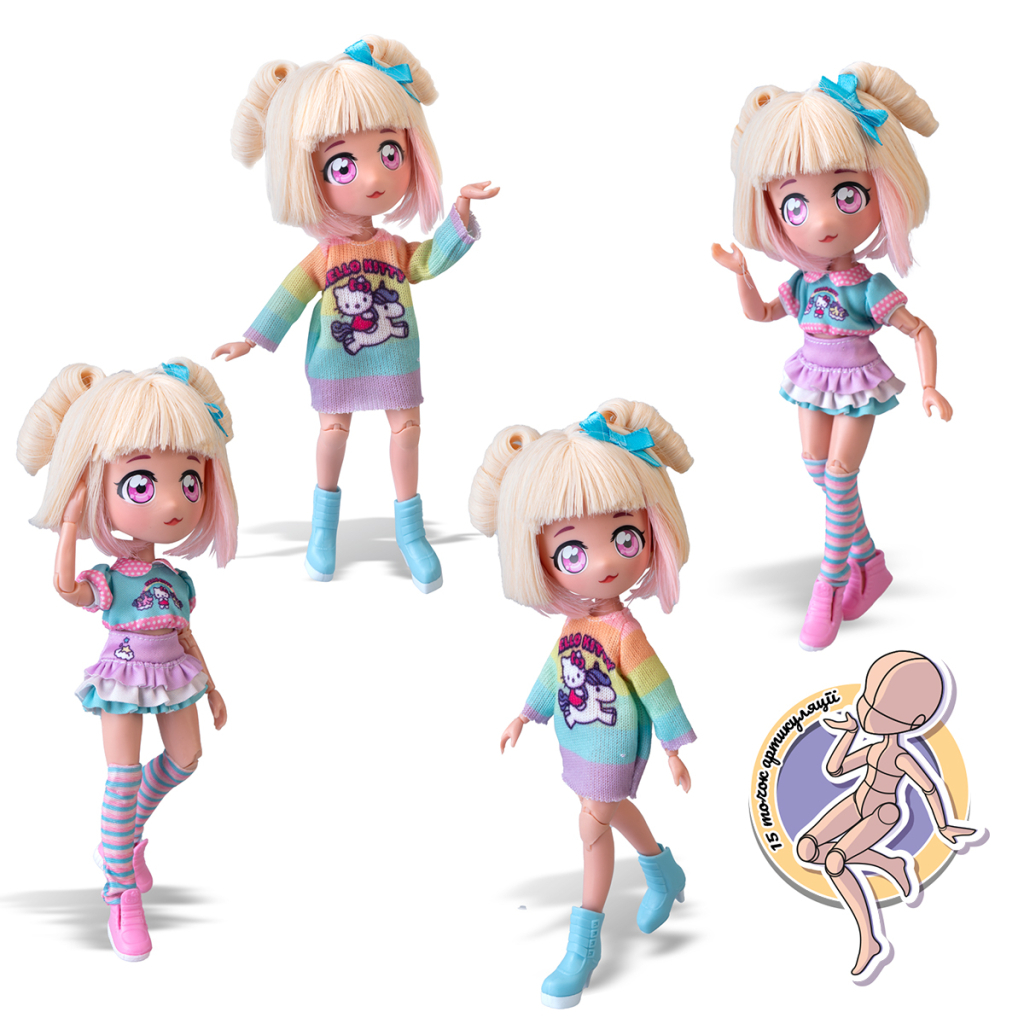 Лялька 4SF Manga Dolls Hello Kitty Стильна Цукерочка-єдиноріг (HKTF2000) - зображення 4