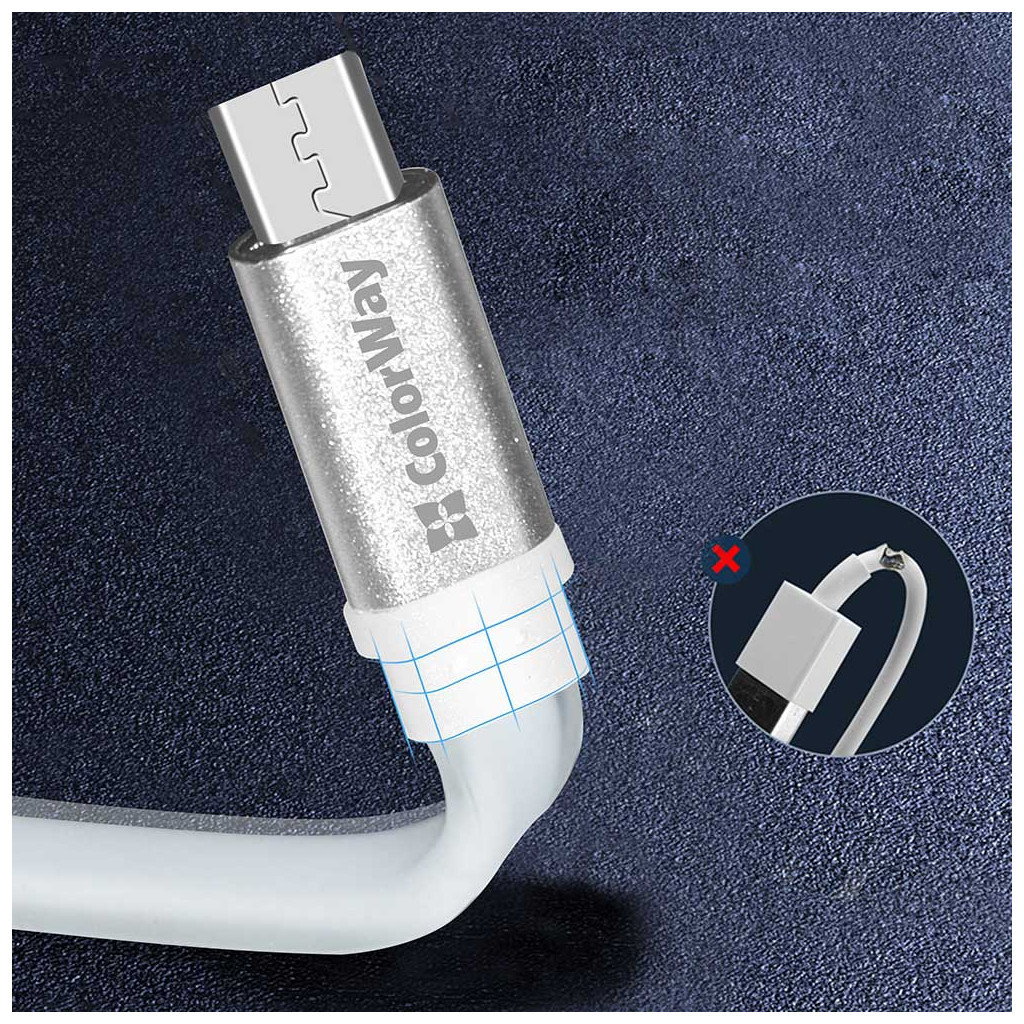 Дата кабель USB 2.0 AM to Micro 5P 0.25m white ColorWay (CW-CBUM-MUM25W) - зображення 7