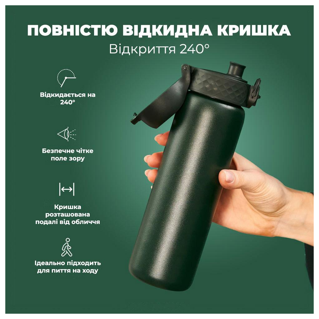 Пляшка для води ION8 OneTouch Vacuum Insulated 500 мл Dark Green (I8TS500DGRE) - зображення 2
