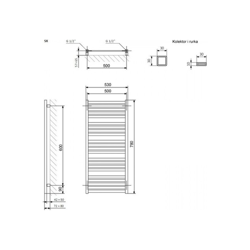 Сушарка для рушників Terma 780х530 Marlin (WGMAR078053K916SX) - изображение 3