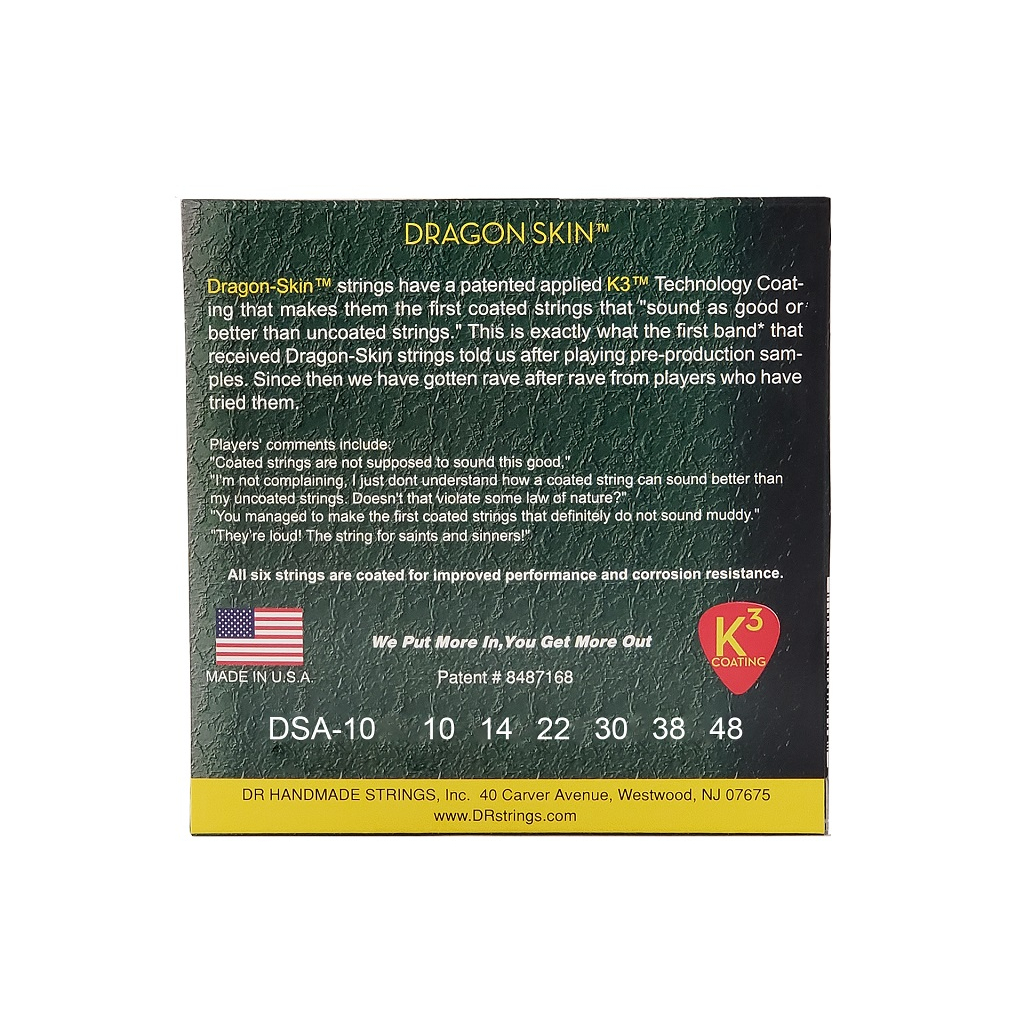 Струни для гітари DR Strings DRAGON SKIN Acoustic - Extra Light (10-48) (DSA-10) - зображення 3