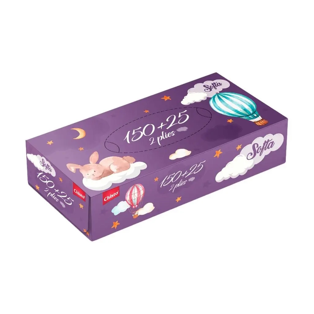 Серветки косметичні Chisto Softa Bunny 2 шари 150 + 25 шт. (4823098412441) - изображение 1