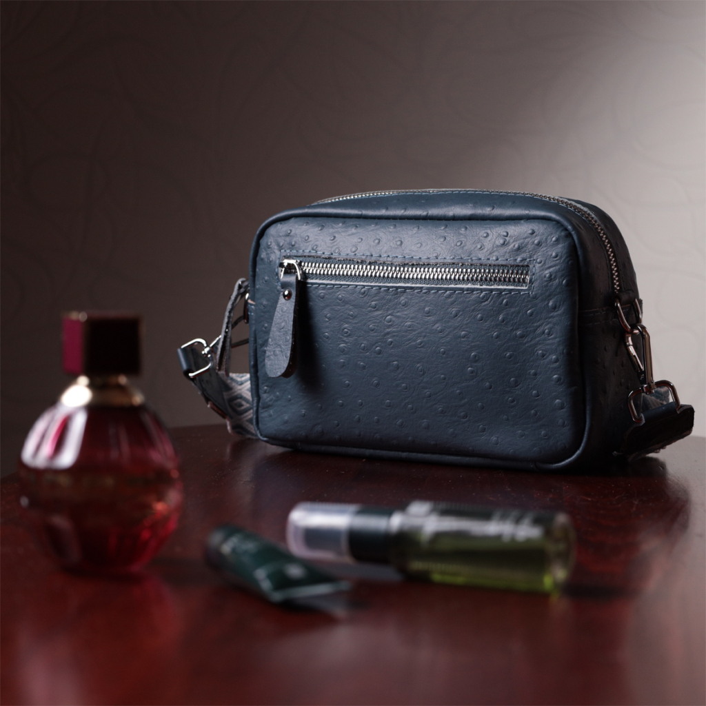 Сумка Vintage Жіноча з фактурної натуральної шкіри Синя (22661) - зображення 12