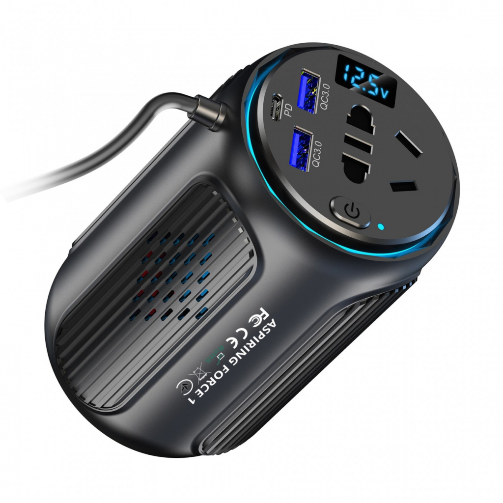 Автомобільний інвертор 12V/220V Force1 150W, PD20W Aspiring (FC.150) - зображення 1