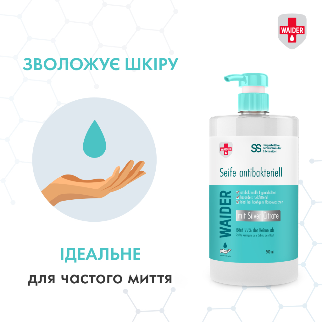 Рідке мило Waider антибактеріальної дії 500 мл (4823098412113) - изображение 4