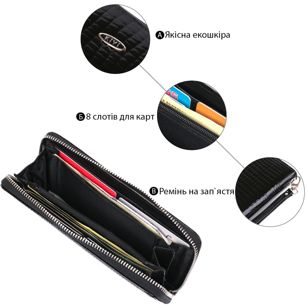 Гаманець Kivi З екошкіри Чорний (19030) - зображення 5