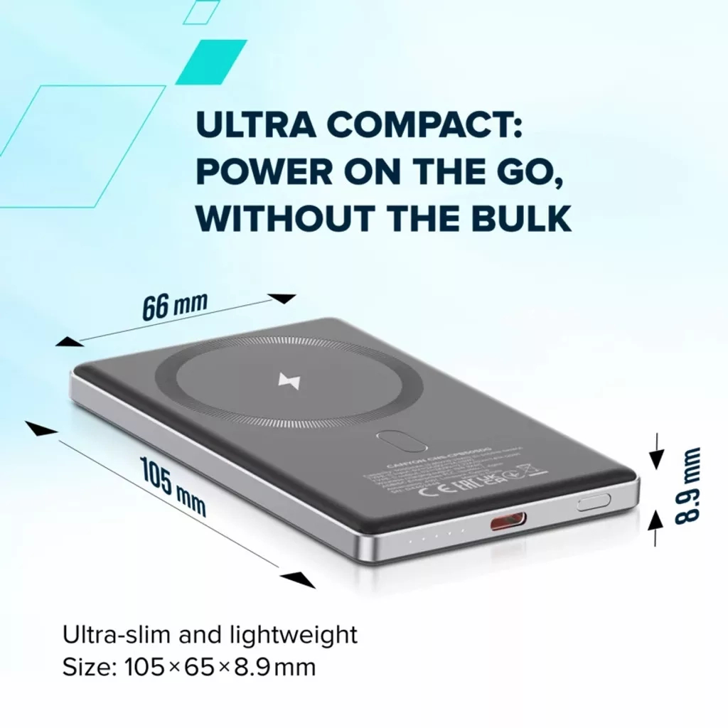 Батарея універсальна Canyon 5000mAh OnPower 505 slim Magsafe PD/20W Dark Grey (CNS-CPB505DG) - зображення 8