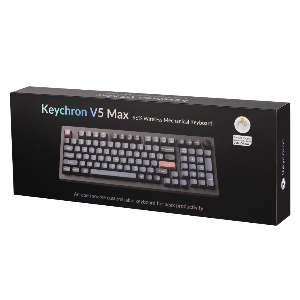 Клавіатура Keychron V5 Max Gateron Jupiter Banana Knob Hot-Swap QMK Wireless/Bluetooth/USB-А UA Black (V5M-D4-UA) - зображення 12
