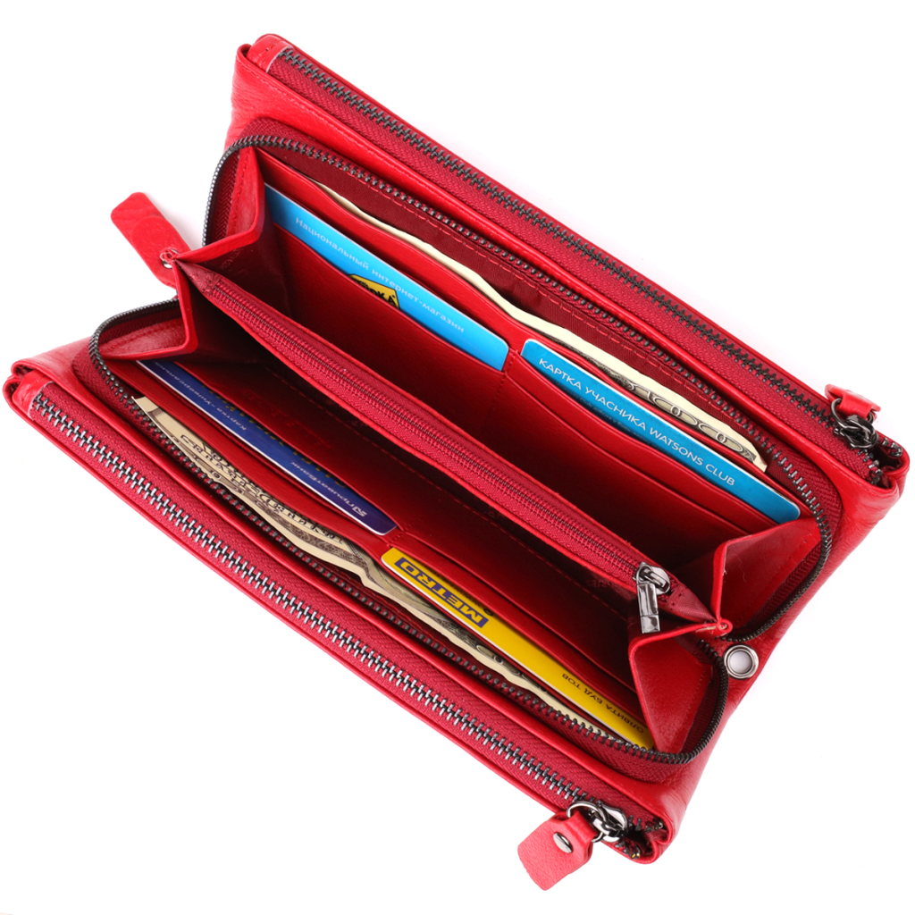 Гаманець ST Leather Шкіряний на три відділення Червоний (23109) - зображення 7