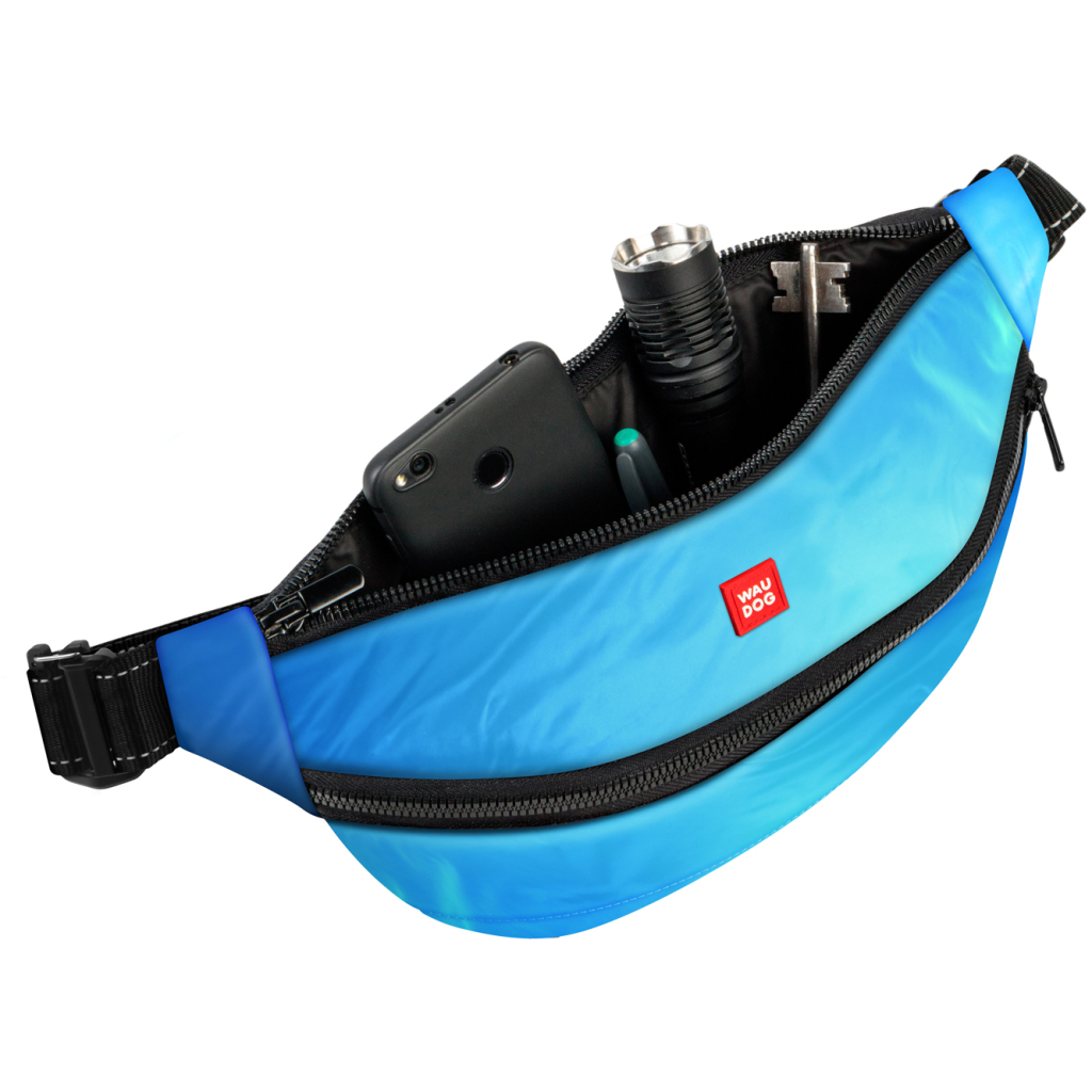 Поясна сумка-бананка для собак WAUDOG Family зі знімним ременем 33x17x10 см блакитна (56882) - изображение 2