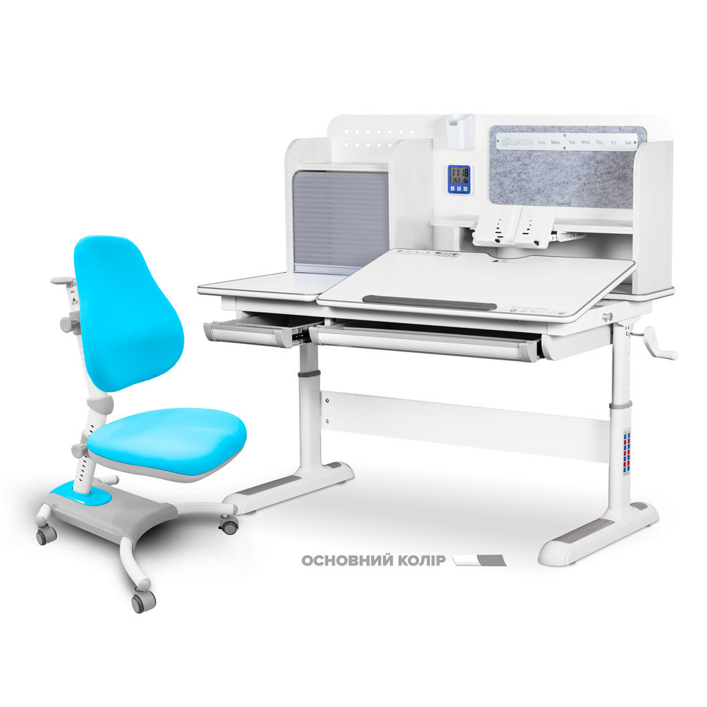 Парта з кріслом Mealux Winnipeg Multicolor + Omega (BD-630 WG/G+Y-220 KBL) - зображення 1