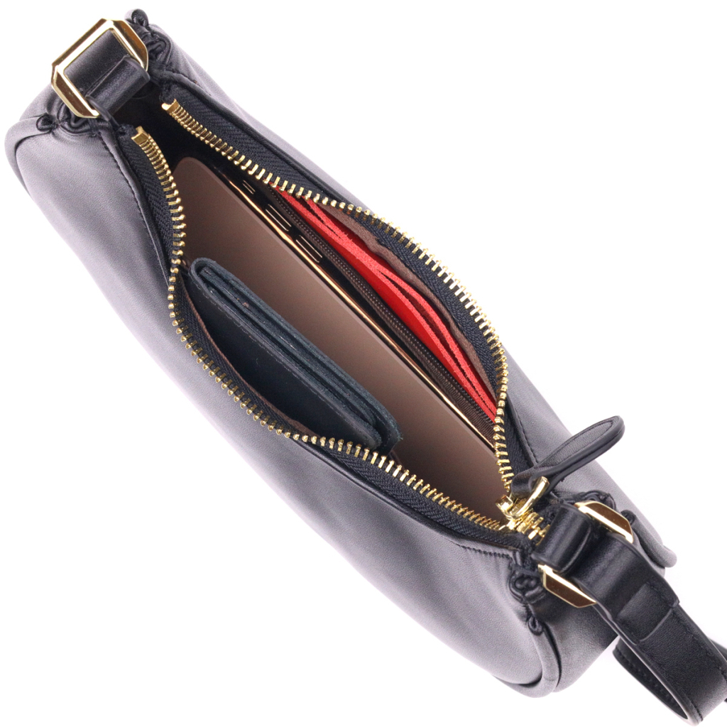 Сумка Vintage Жіноча хобо з натуральної гладкої шкіри Чорна (21288) - зображення 7