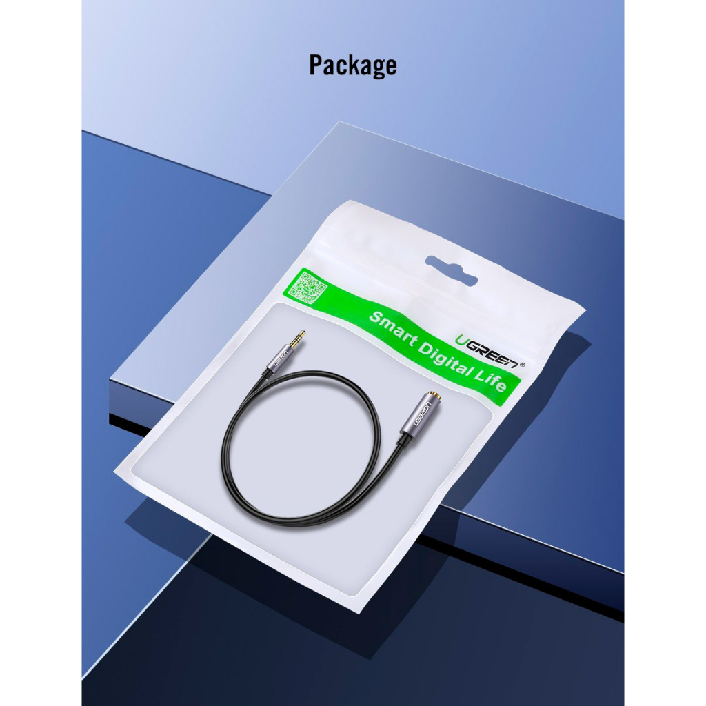 Кабель мультимедійний 3.5mm M to 3.5mm F 1.0m AV118 gray Ugreen (10592) - picture 10