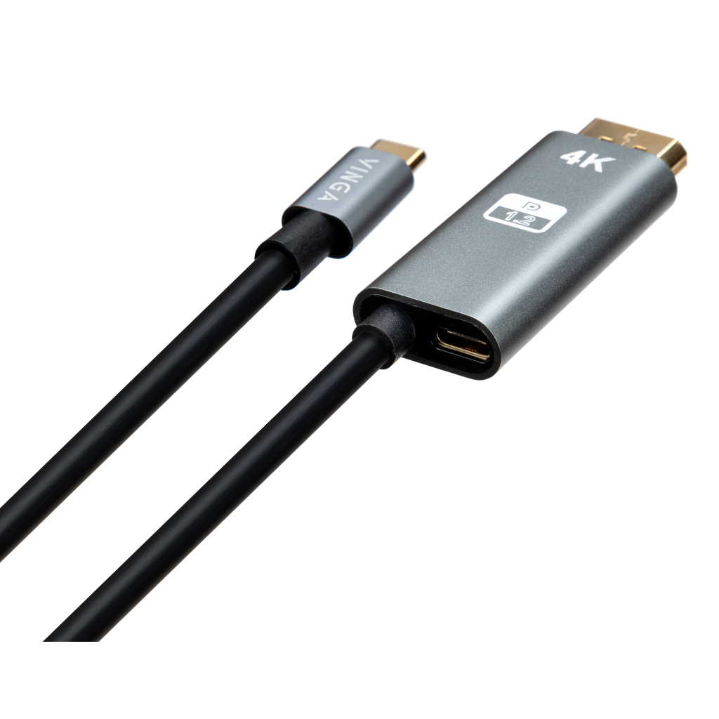 Кабель мультимедійний USB-C to DisplayPort 1.5m v1.2 4K60Hz PD 100W port Vinga (VCPVCCD1215PD) - зображення 2